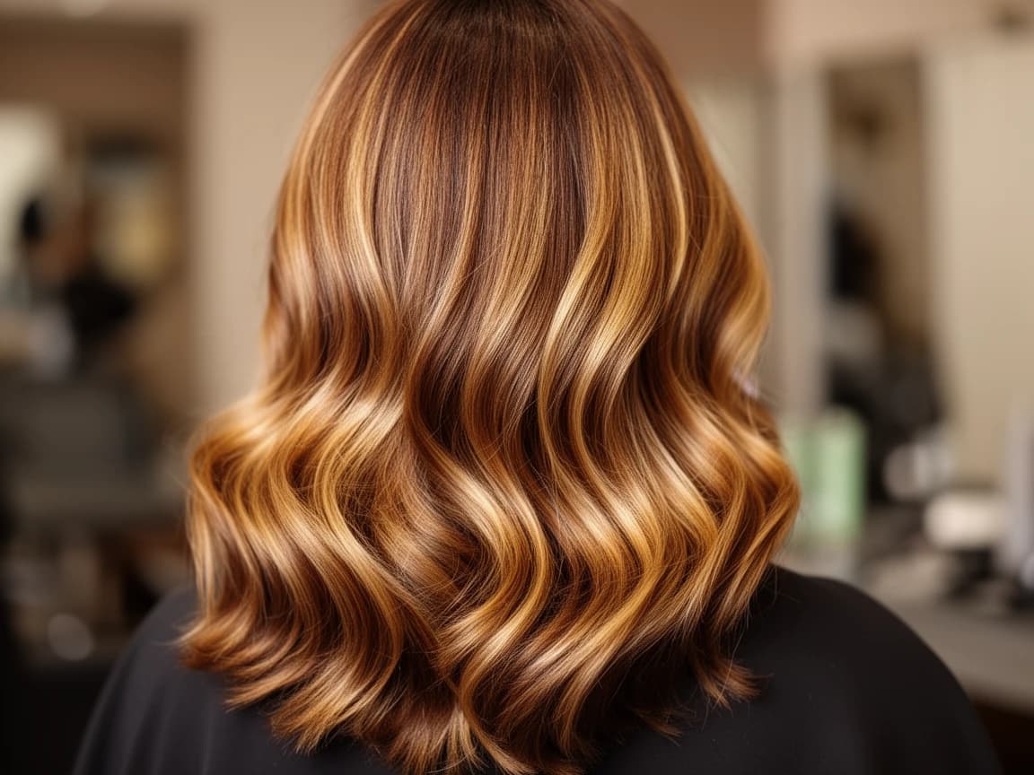 Soft Autumn balayage with golden highlights