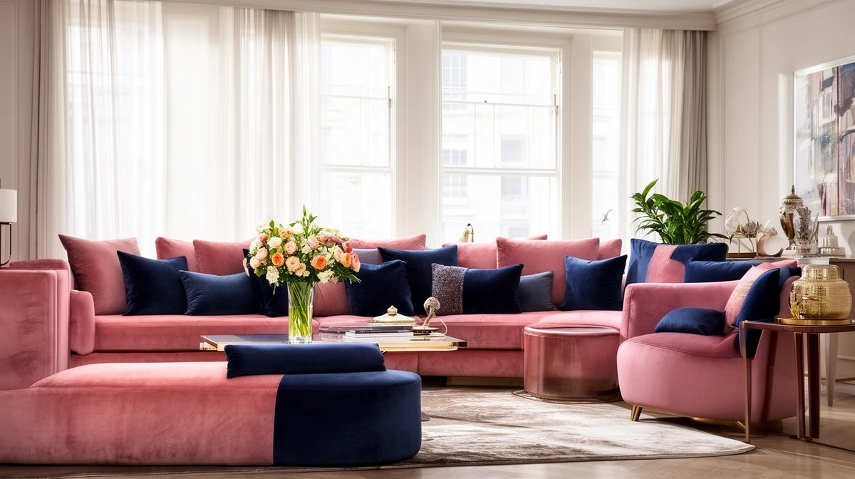 Pink and blue color combinations in modern interior design