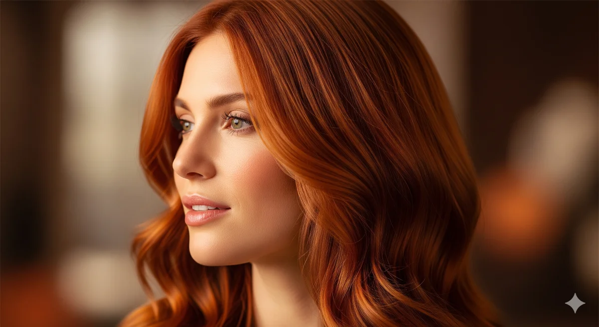 Complete spectrum of copper hair colors from light golden to dark bronze