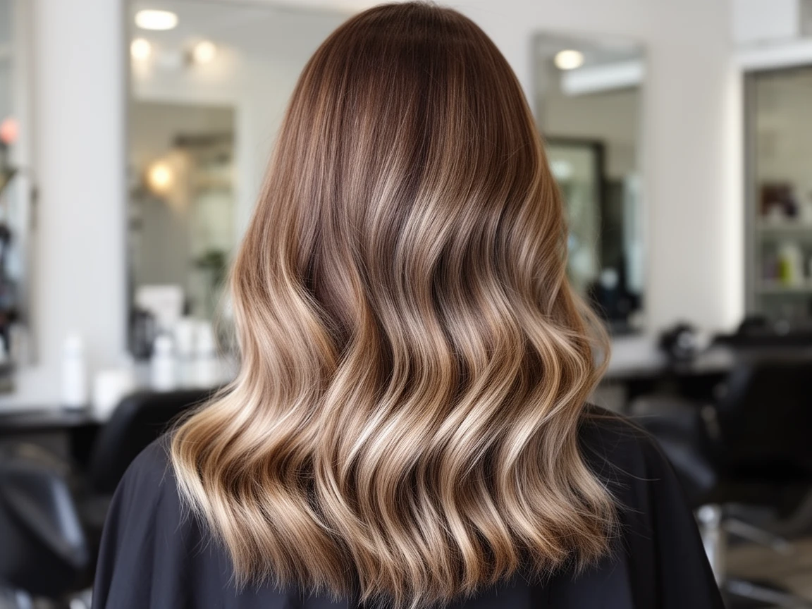 Soft summer balayage highlighting technique