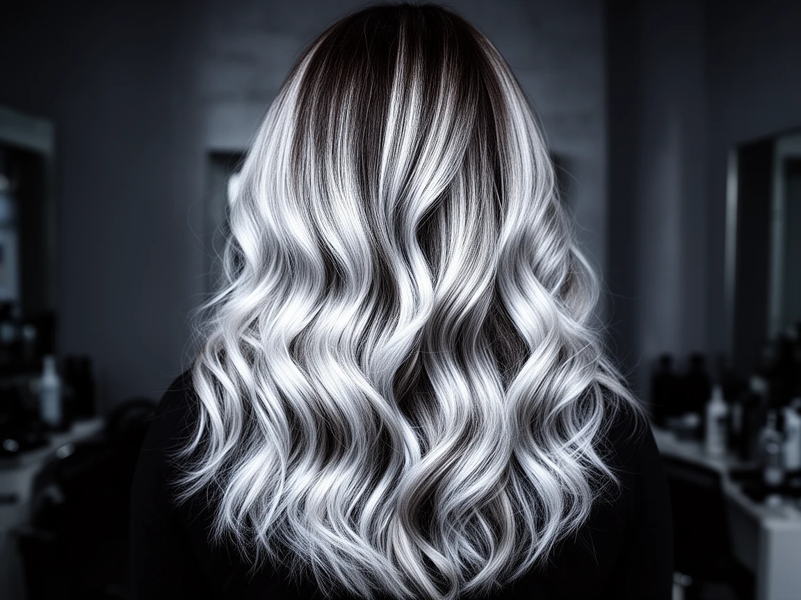 True Winter balayage with platinum highlights