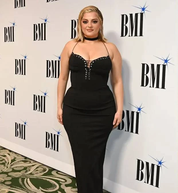 Editorial gallery of Bebe Rexha styled in soft spring wardrobes featuring peach, mint, and buttery neutrals, highlighting peach sorbet, seafoam, buttercream, leafy green, and rose beige.