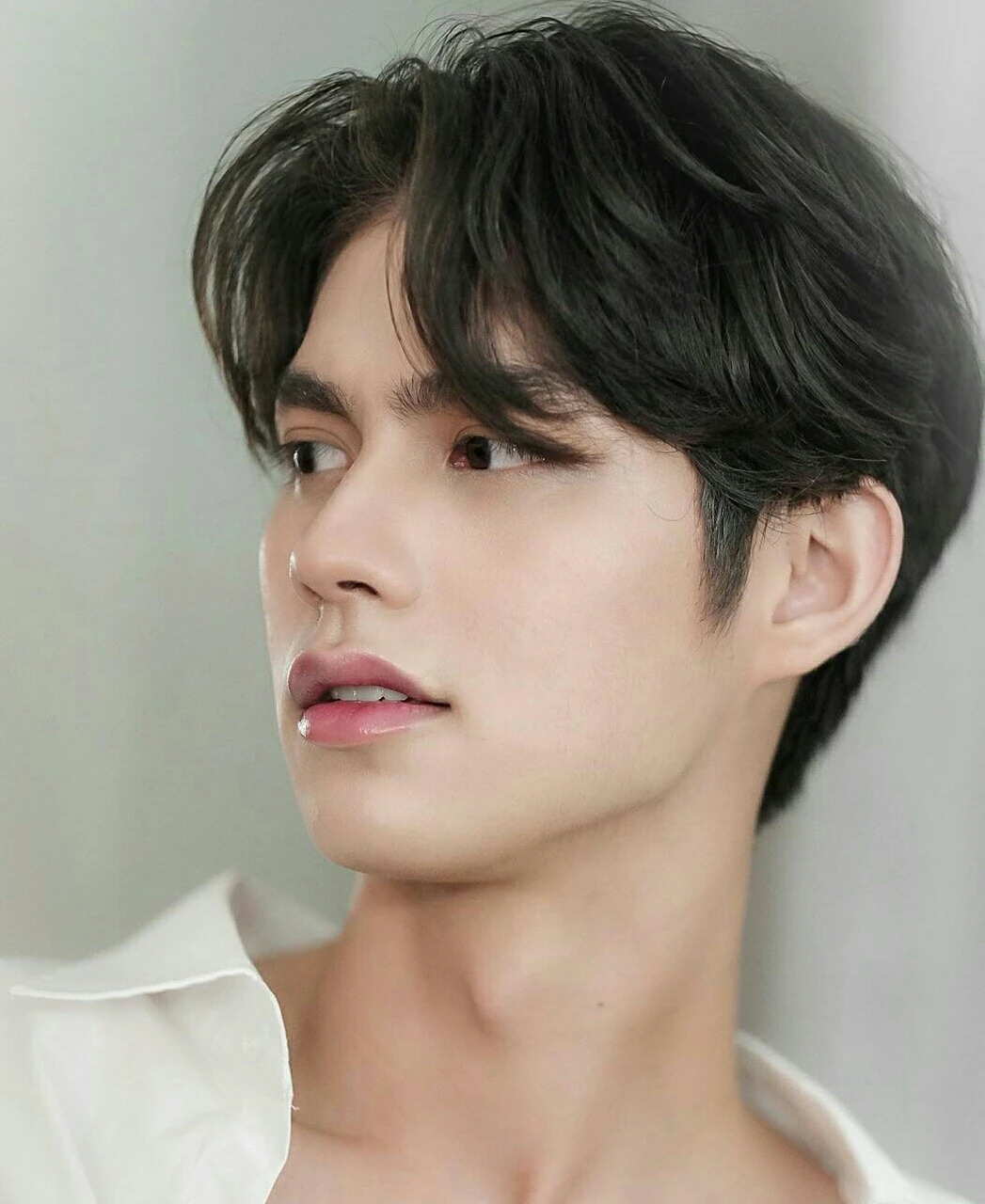 Editorial gallery of Bright Vachirawit styled in soft autumn looks mixing moss green, terracotta, and bronzed neutrals, highlighting desert rose, sage green, oatmeal, copper brown, and soft teal.