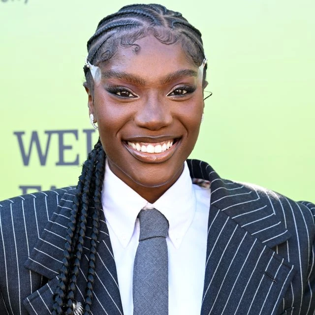 Editorial gallery of Doechii styled in soft summer outfits blending dusty mauve, mist blue, and slate neutrals, highlighting heather gray, dusty mauve, mist blue, slate green, and antique silver.