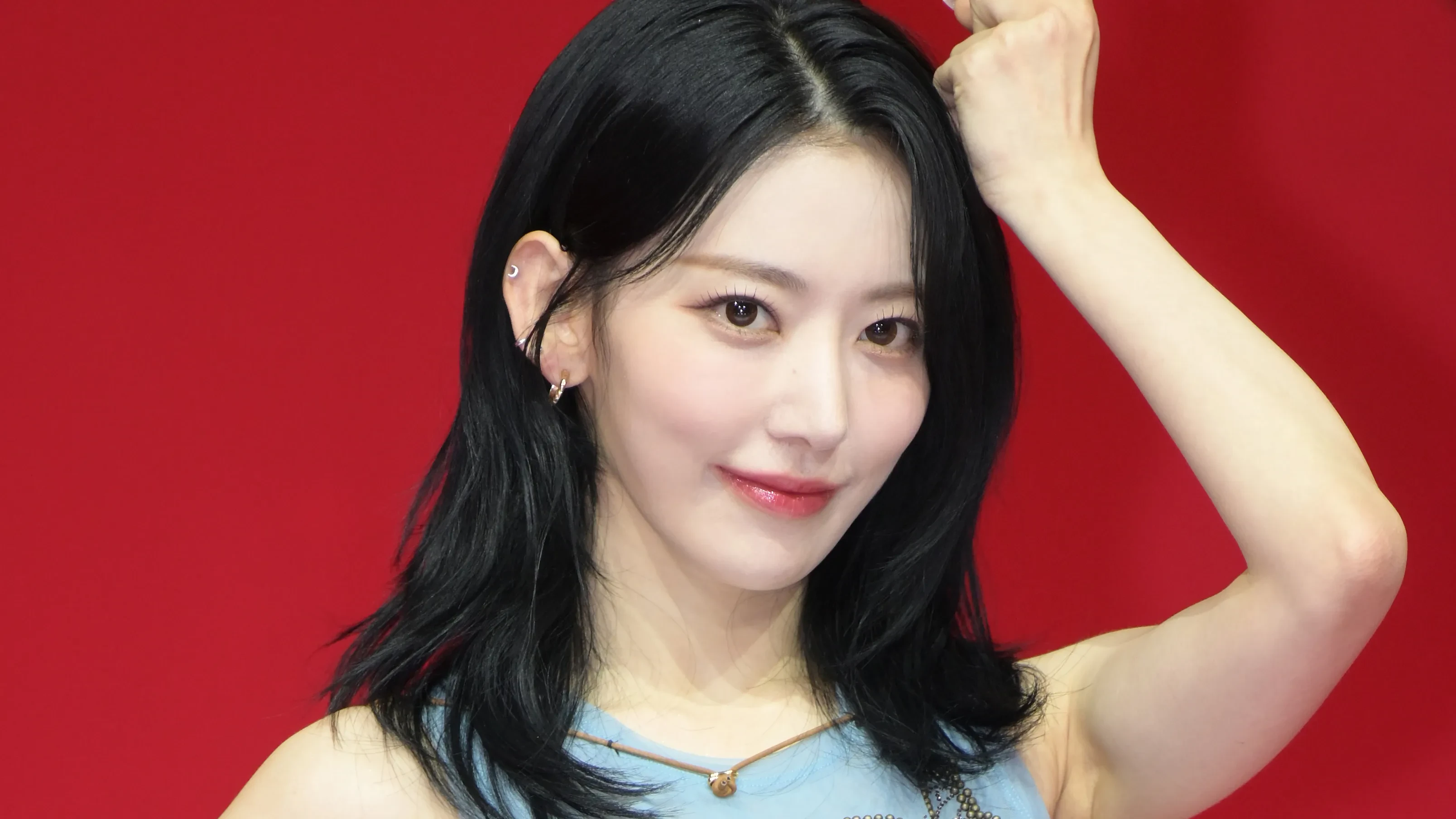 Editorial gallery of Sakura (LE SSERAFIM) styled in light spring looks full of sherbet pinks, mint greens, and warm ivory, highlighting sherbet peach, sea glass, buttermilk, mint foam, and rose coral.