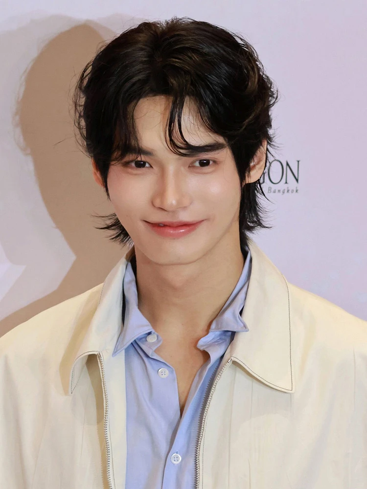 Win Metawin wearing airy pastel ensembles with soft tailoring, showcasing sky blue, cool blush, opal gray, mint chiffon, and soft navy from the Light Summer palette.